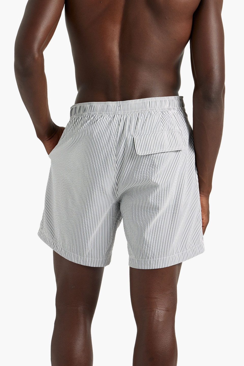 Shop Onia Calder Short-length Striped Swim Shorts In Gray