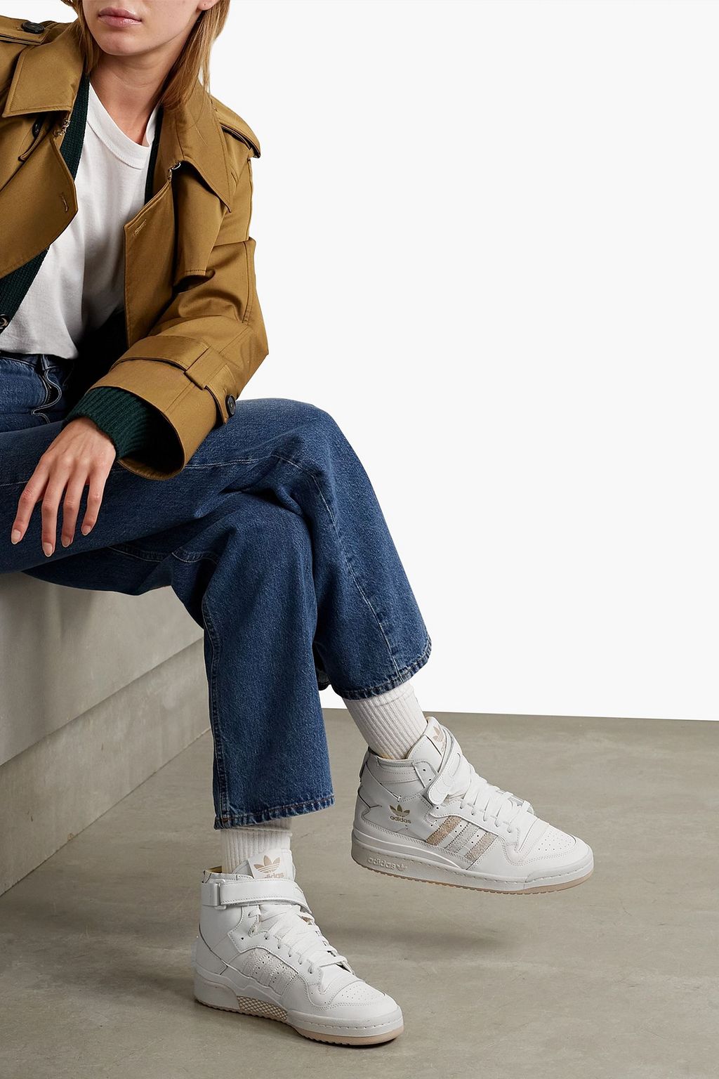 ADIDAS ORIGINALS Perforated leather high-top sneakers