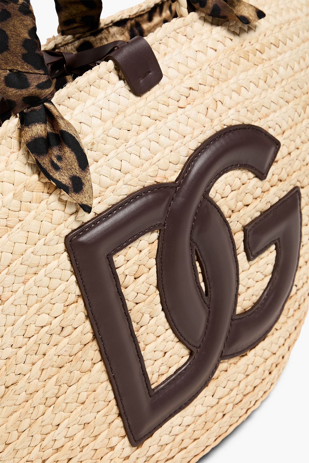 DOLCE&GABBANA Leather-trimmed straw tote