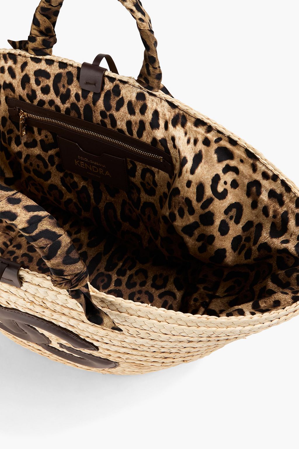 DOLCE&GABBANA Leather-trimmed straw tote