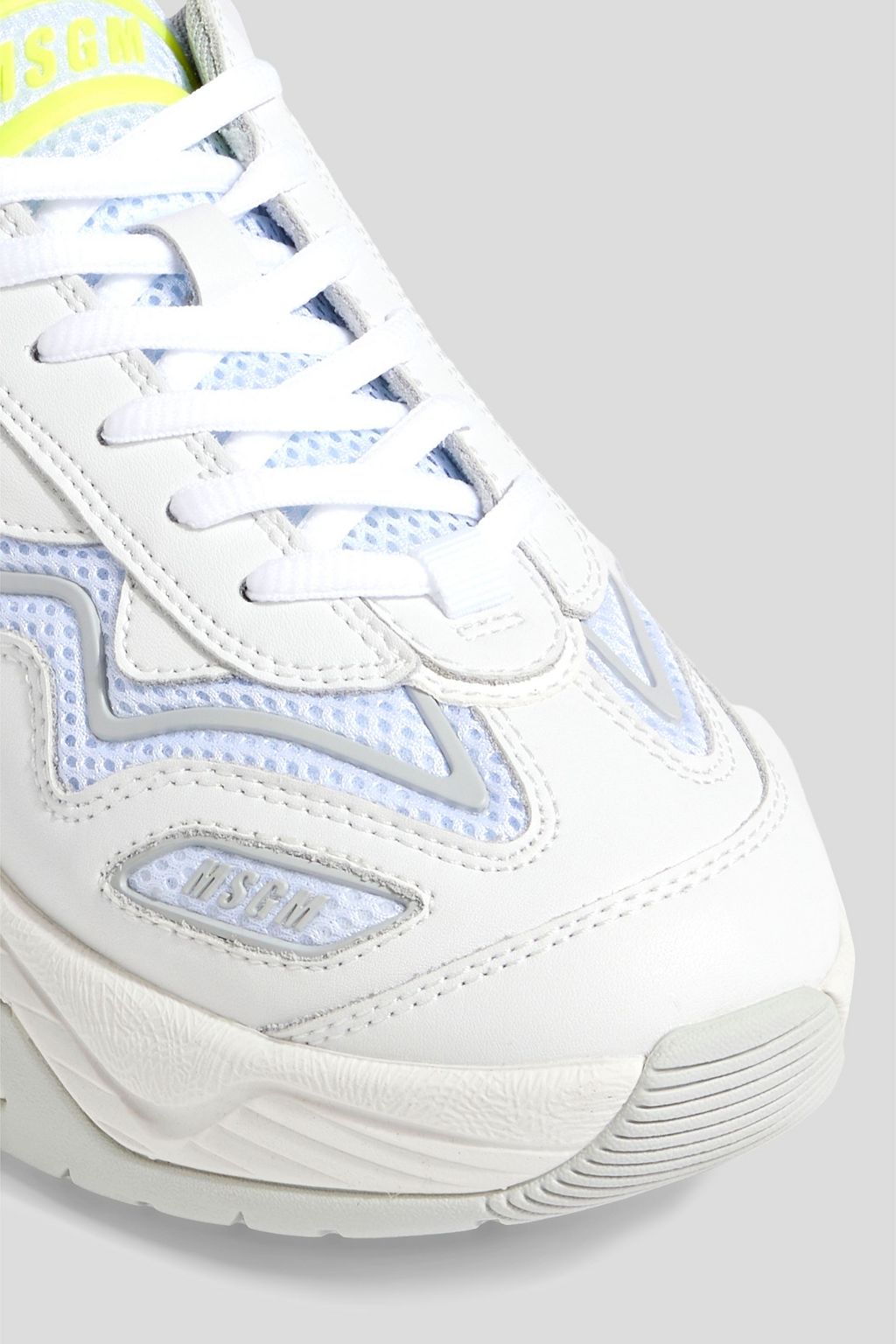 MSGM Two-tone mesh and leather sneakers