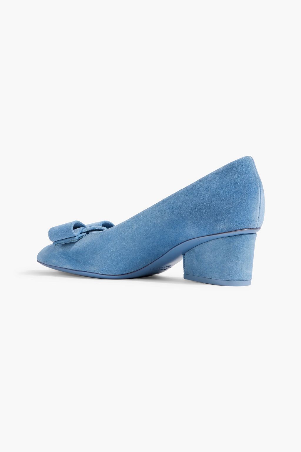 FERRAGAMO Viva 55 bow-embellished suede pumps