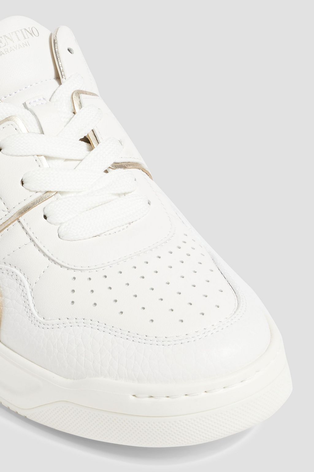 VALENTINO GARAVANI Roman Stud smooth and pebbled-leather sneakers