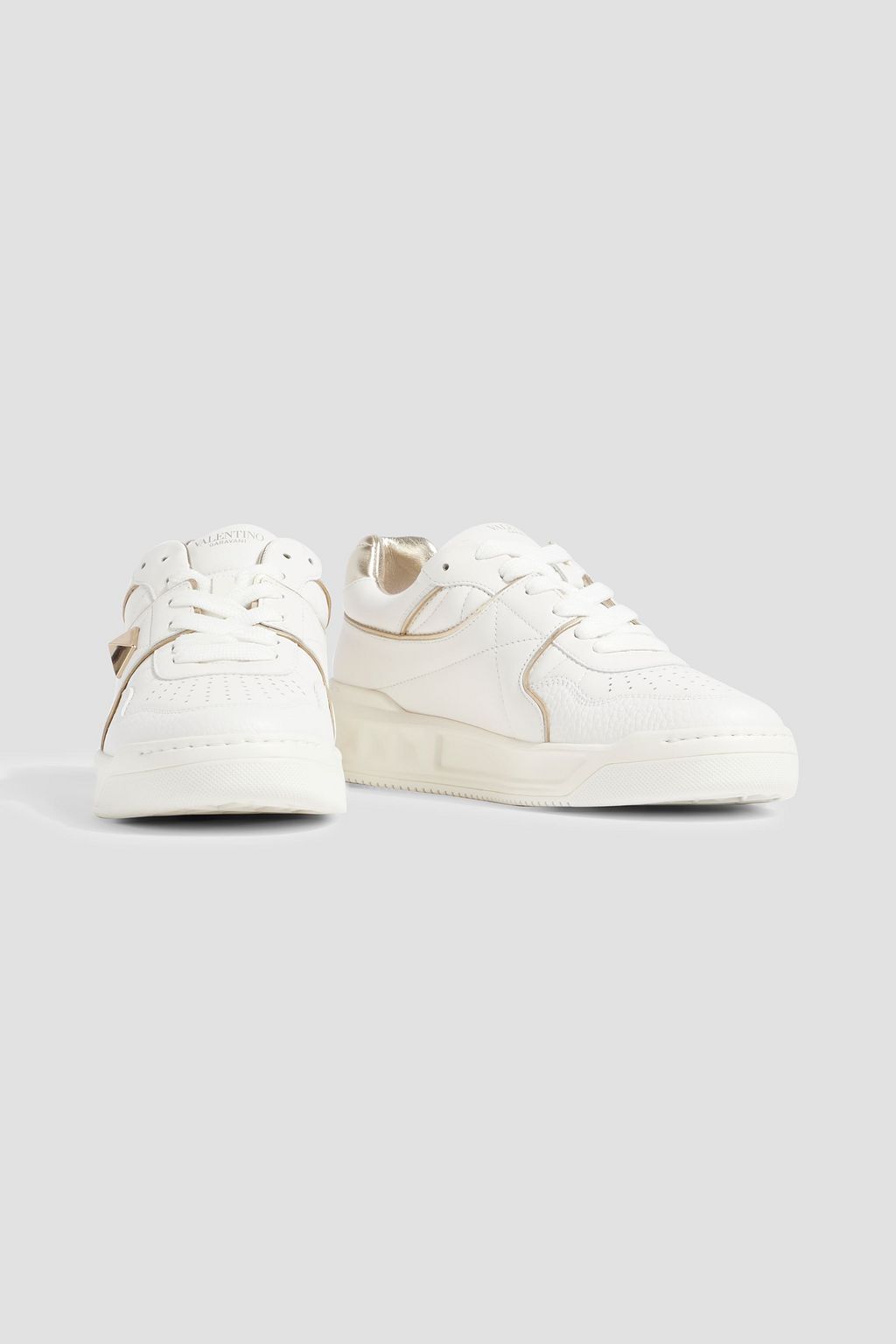 VALENTINO GARAVANI Roman Stud smooth and pebbled-leather sneakers