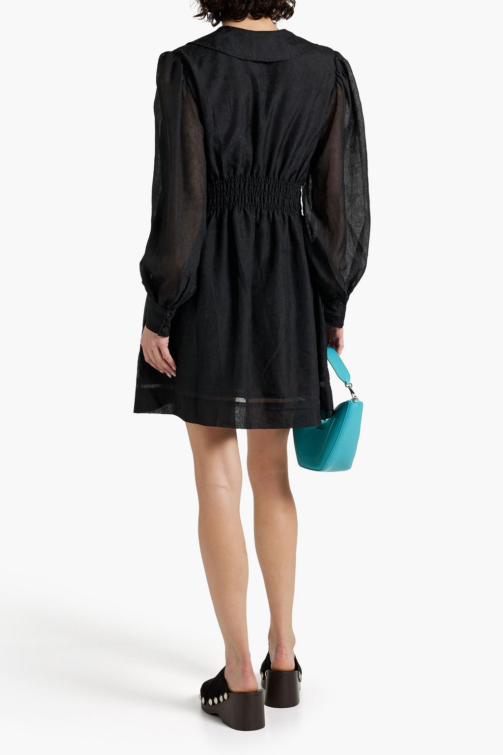 GANNI Shirred jacquard mini dress