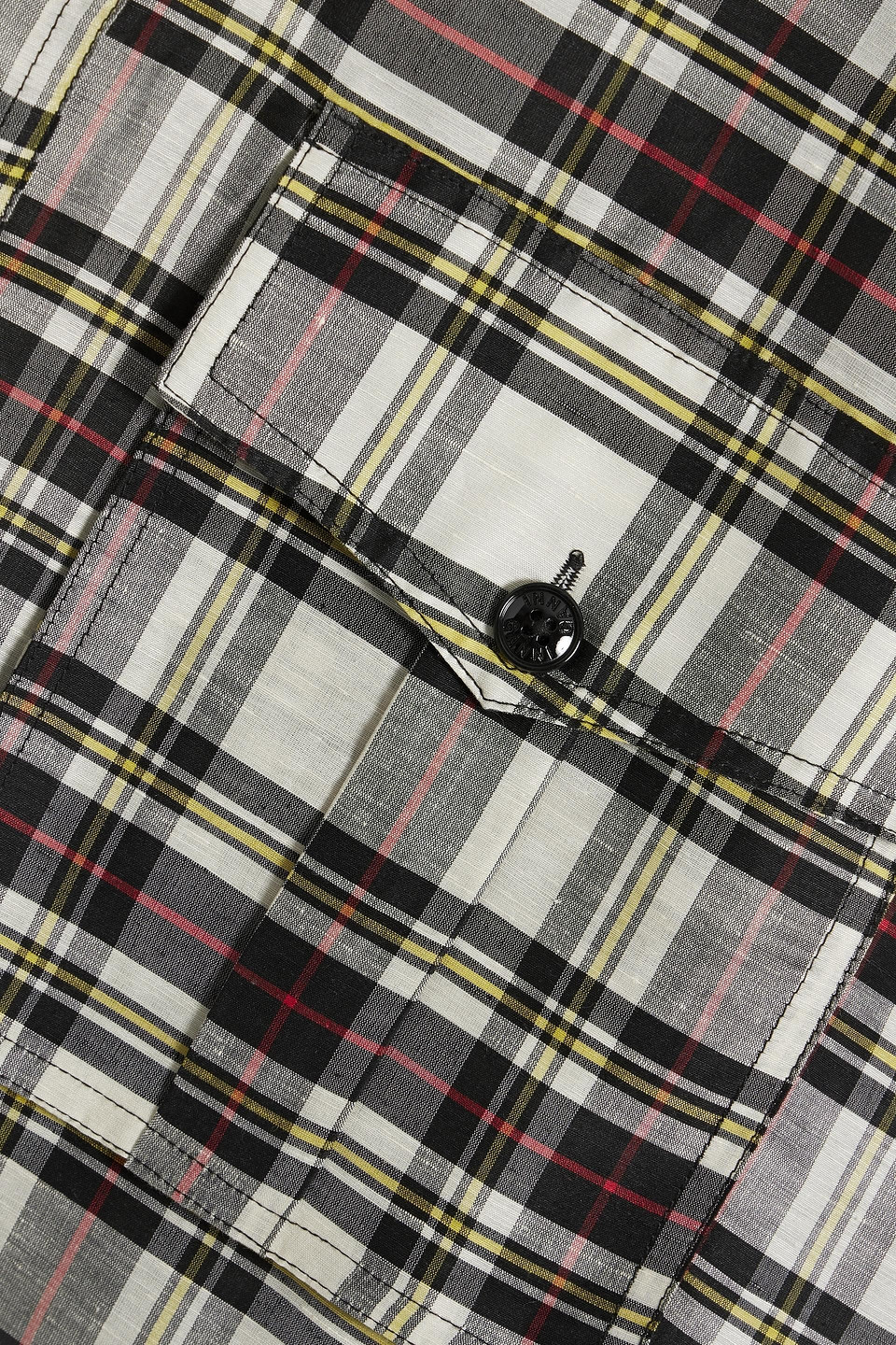Ganni Checked Long-sleeve Shirt In Black