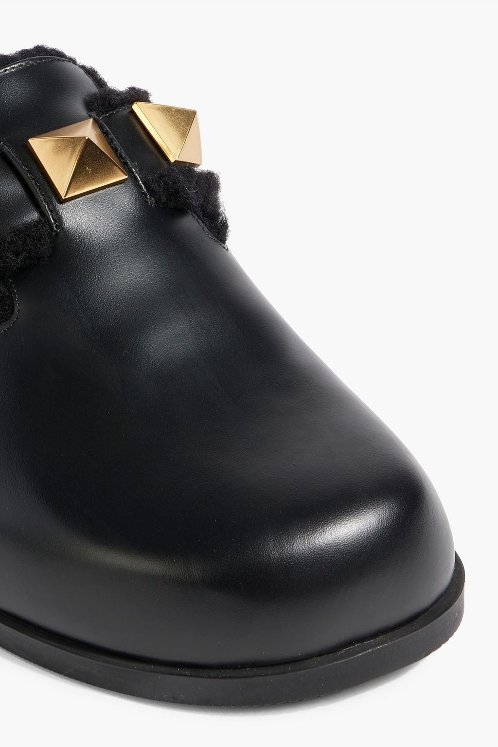 VALENTINO GARAVANI Roman Stud shearling-lined leather slippers