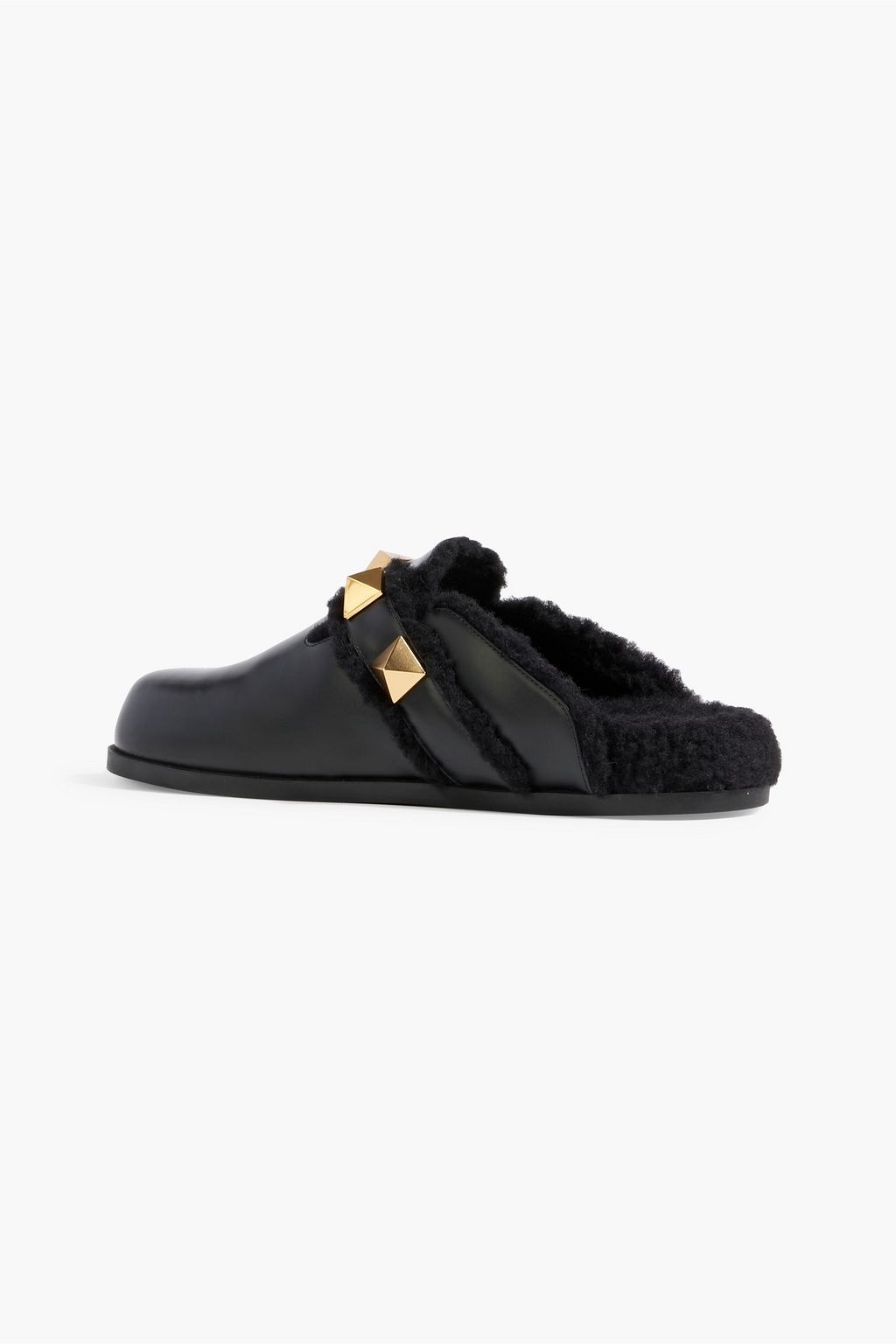 VALENTINO GARAVANI Roman Stud shearling-lined leather slippers