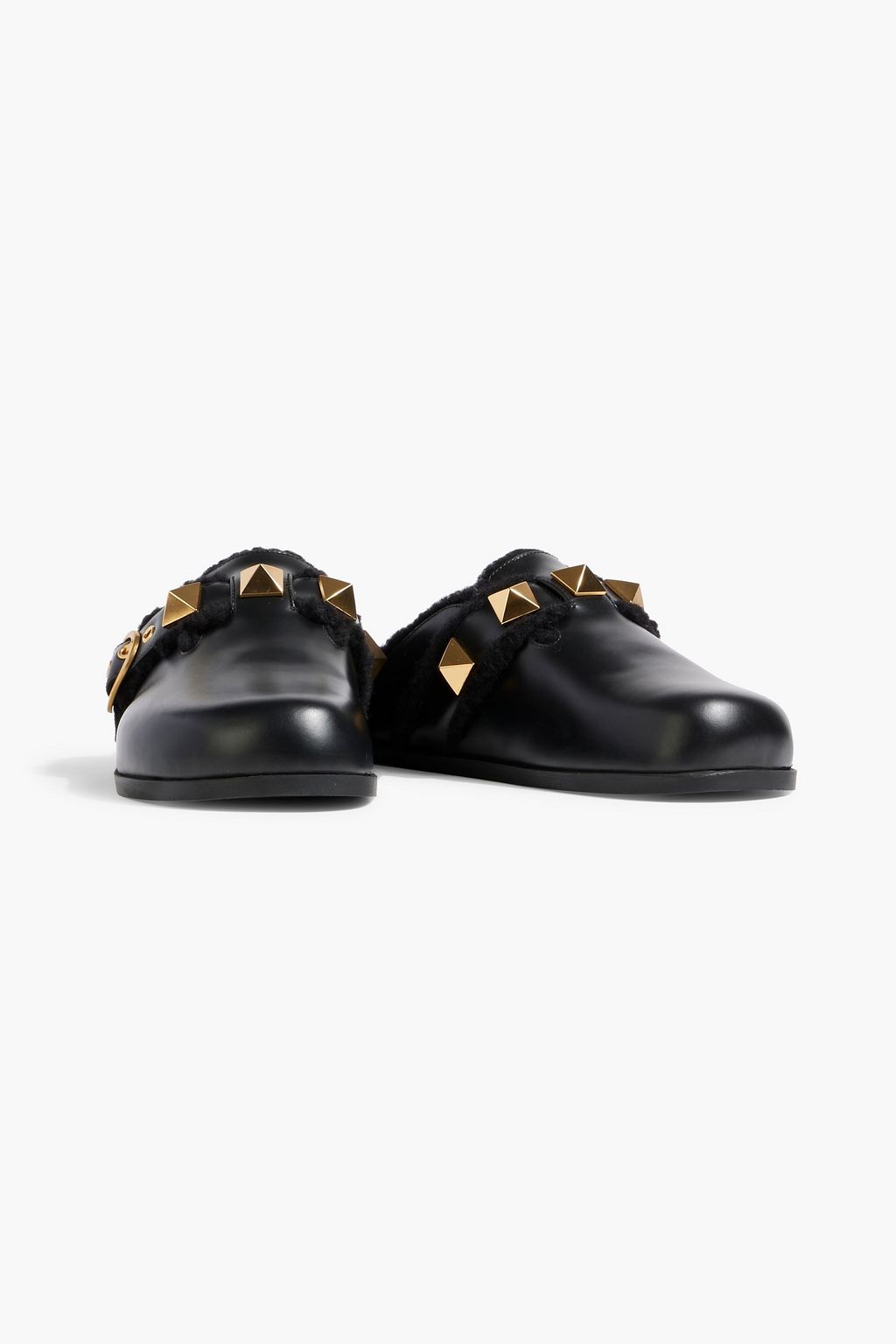 VALENTINO GARAVANI Roman Stud shearling-lined leather slippers