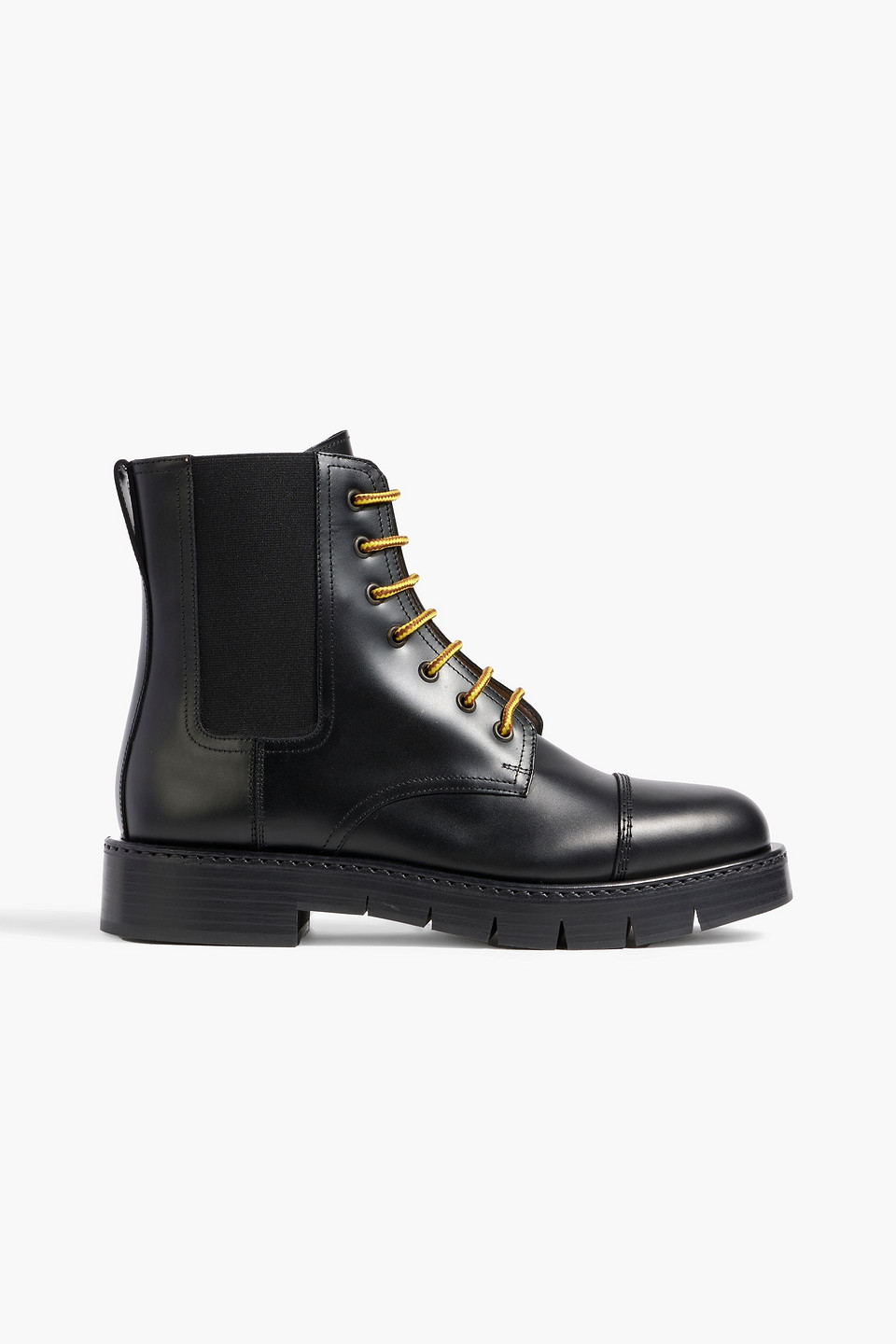 Ferragamo Rosco Leather Combat Boots In Black