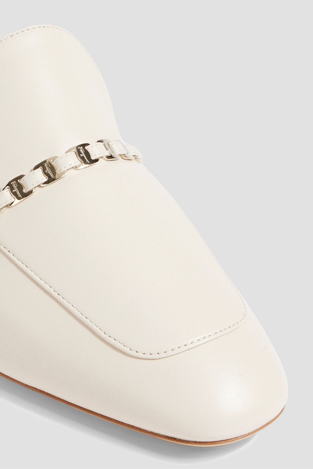 FERRAGAMO Tilos chain-trimmed leather loafers