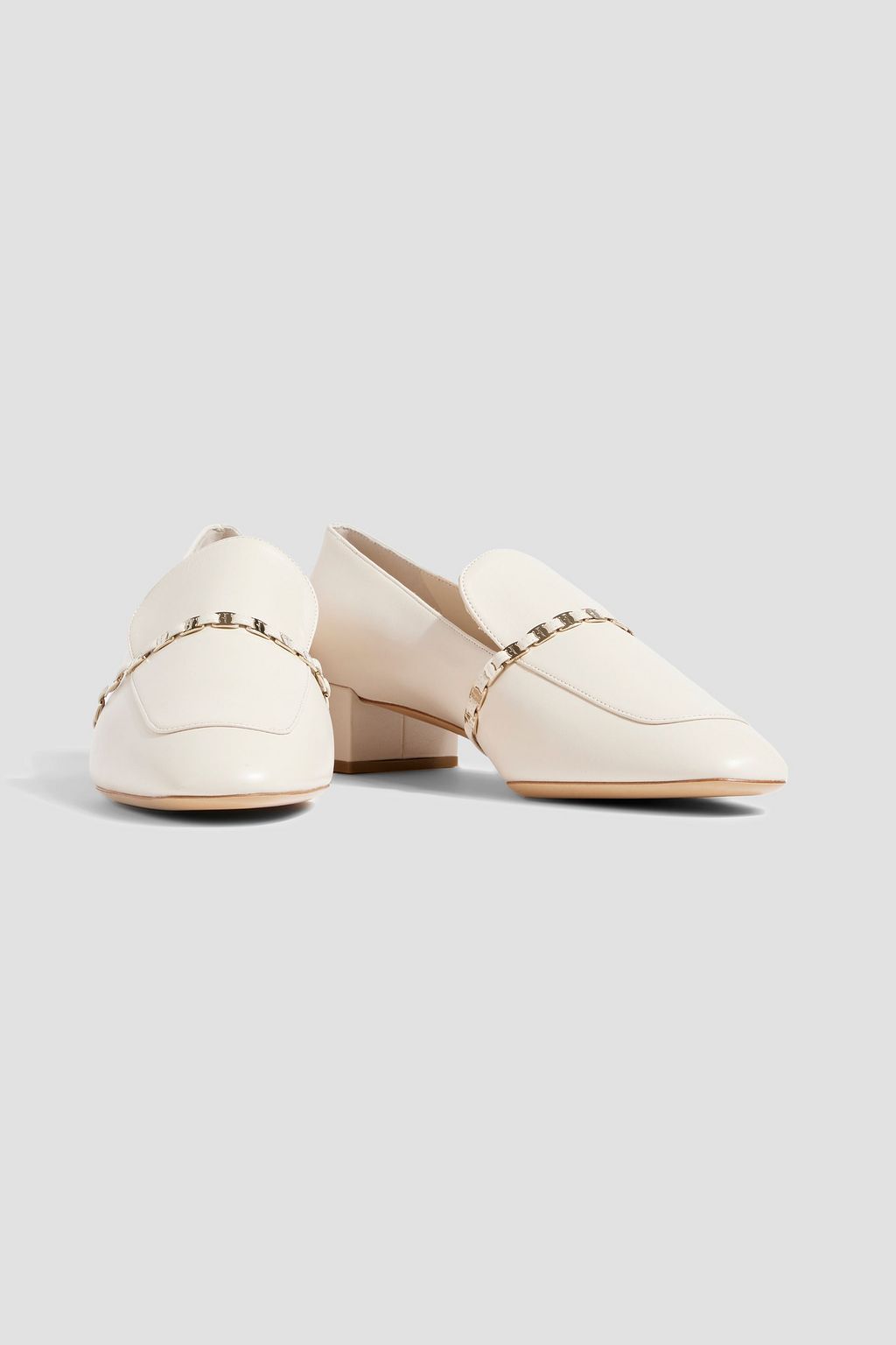 FERRAGAMO Tilos chain-trimmed leather loafers