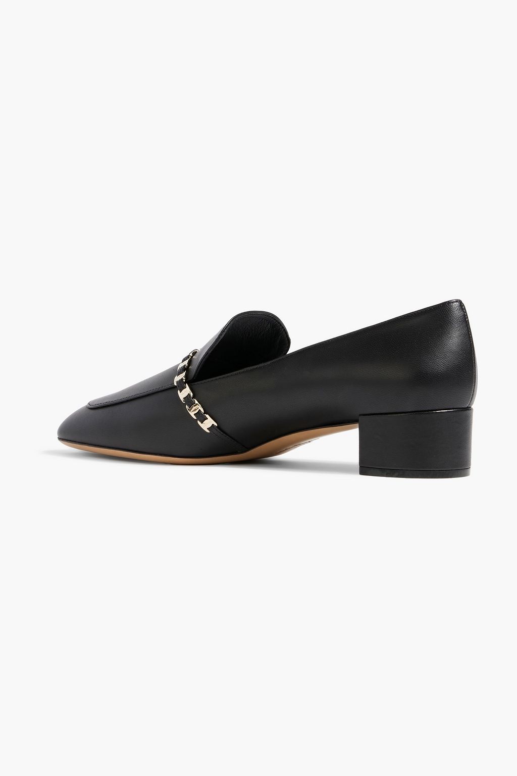 FERRAGAMO Tilos chain-trimmed leather loafers