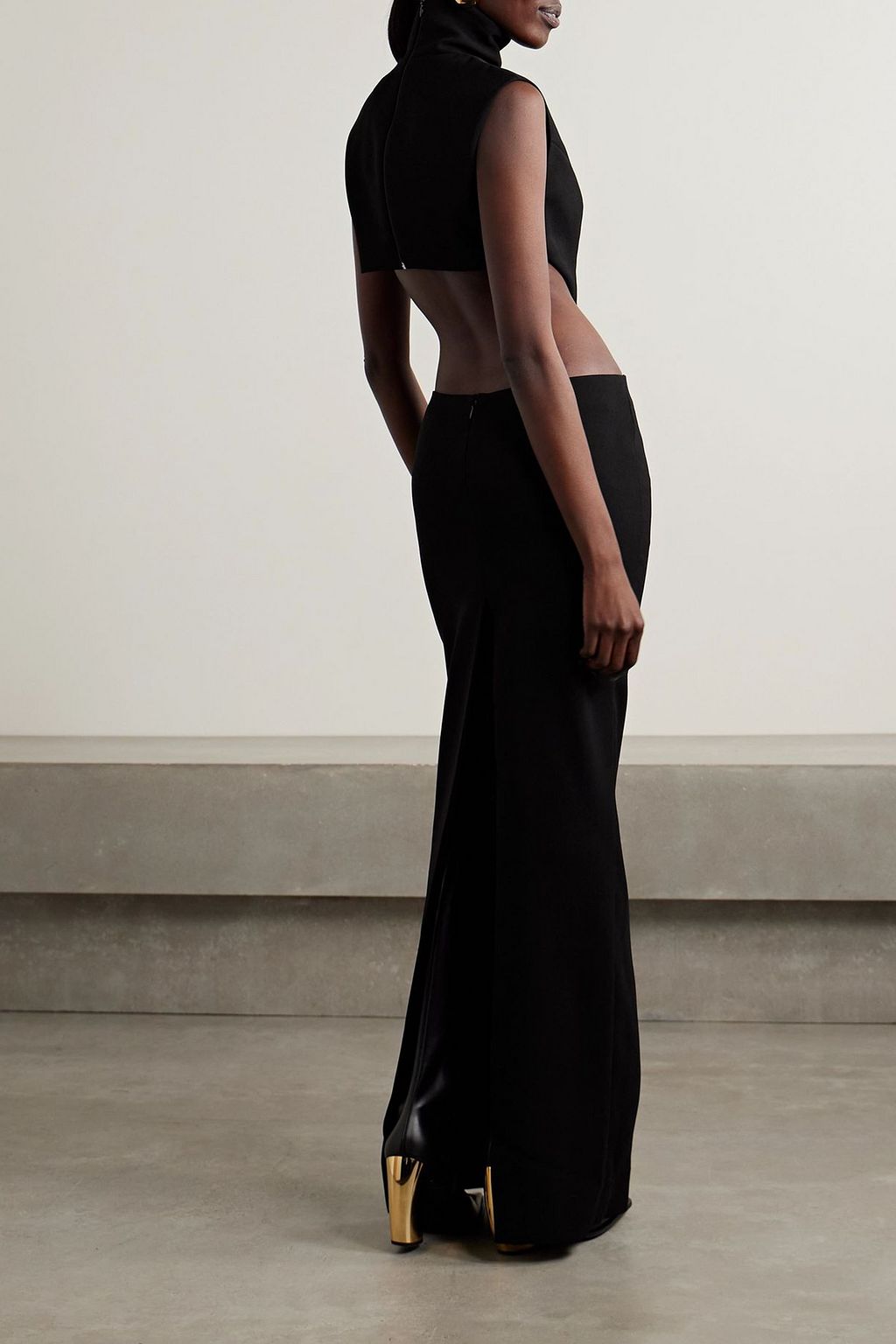 MÔNOT Open-back cutout crepe gown
