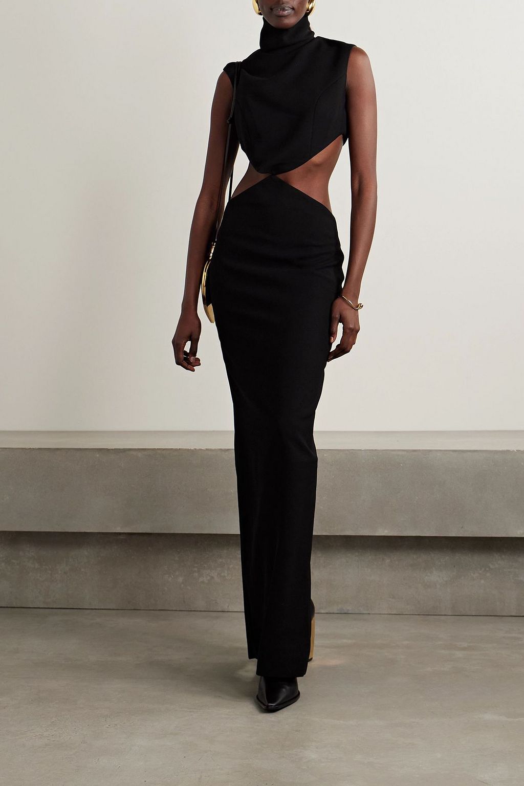 MÔNOT Open-back cutout crepe gown
