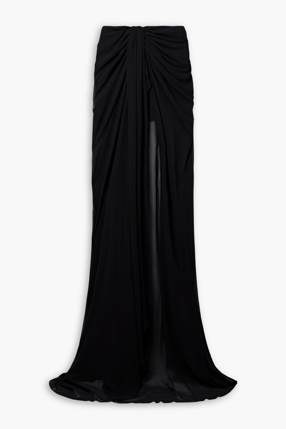 Monot Draped Chiffon Maxi Skirt In Black