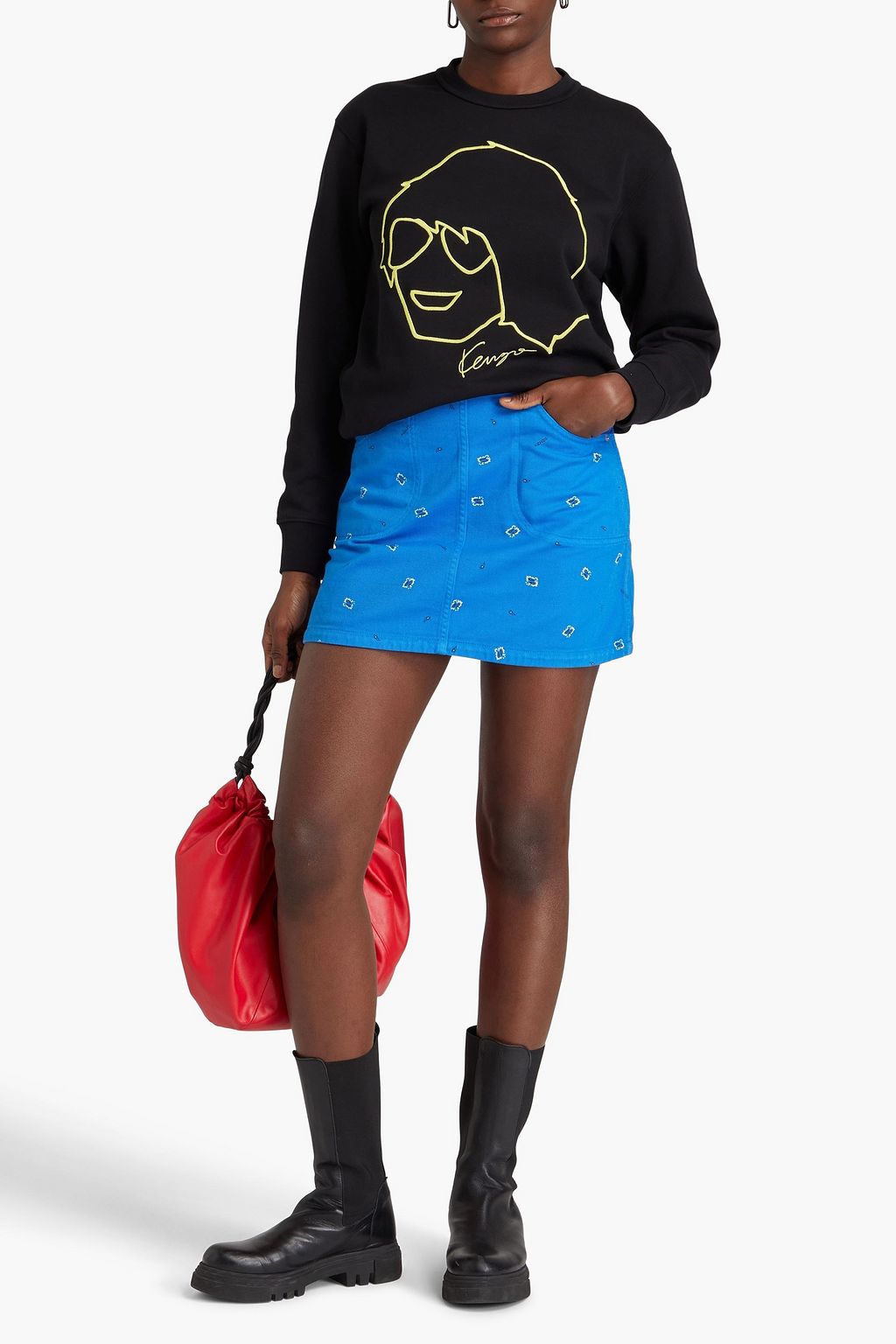 KENZO Takada embroidered French cotton-terry sweatshirt