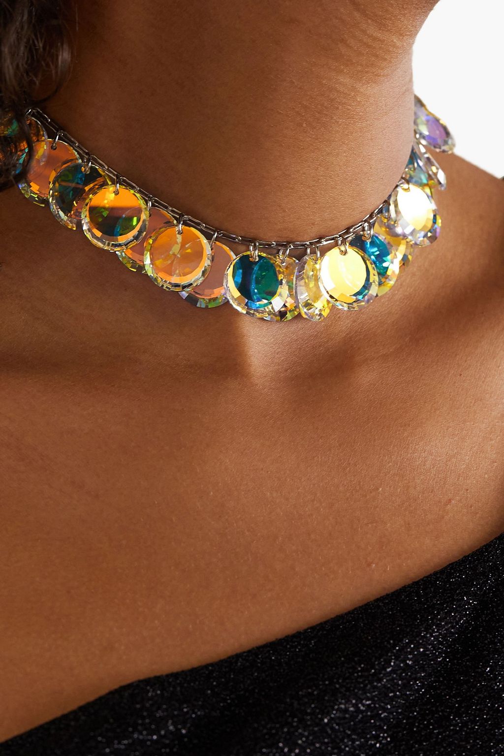 AMINA MUADDI Tina silver crystal choker