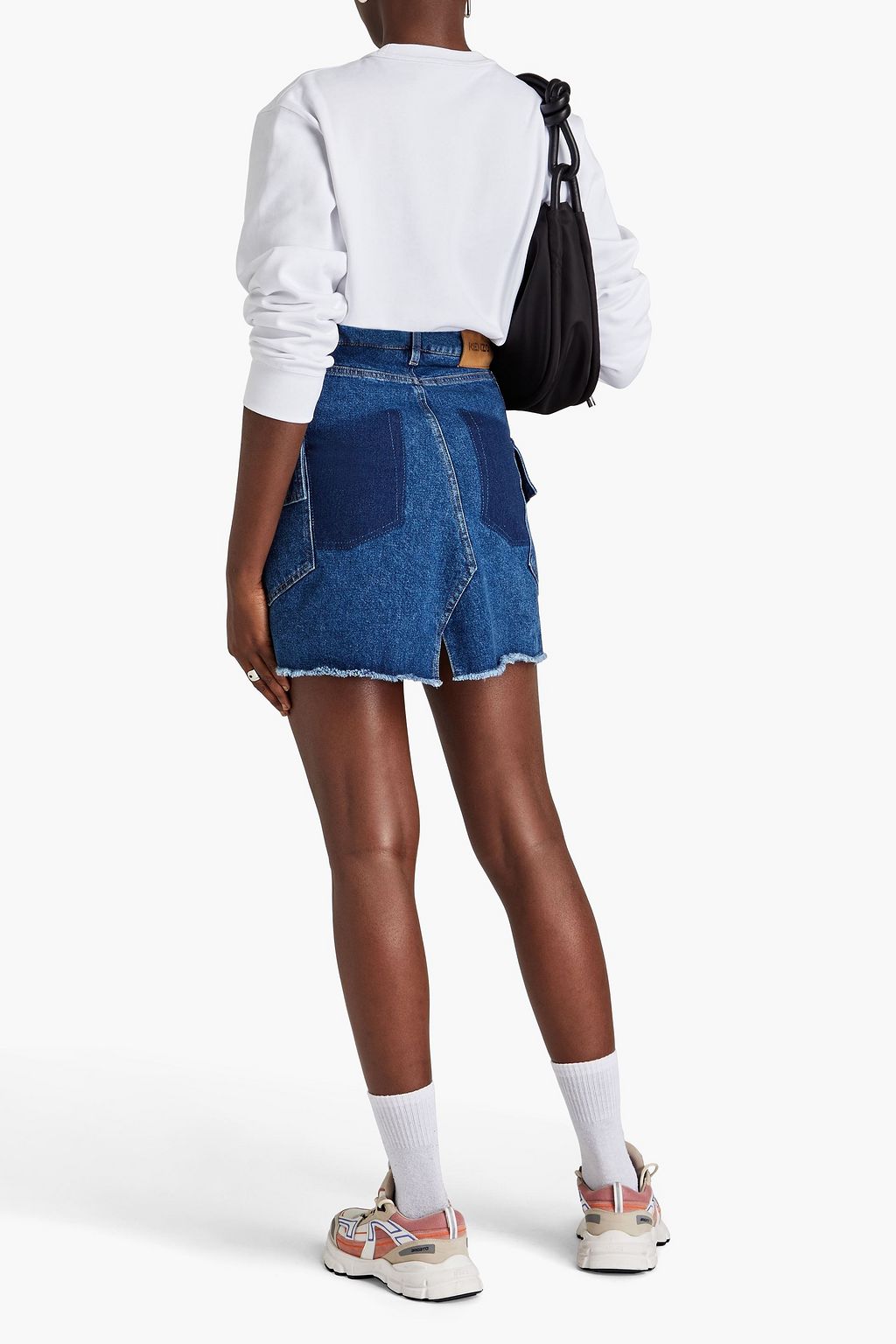 KENZO Frayed denim mini skirt