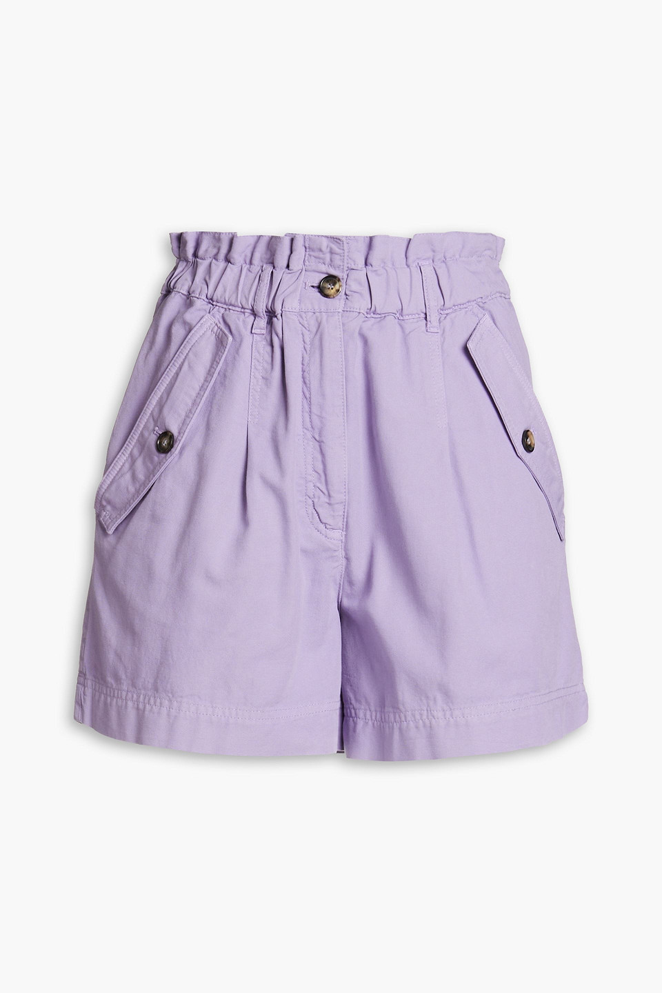 Shop Kenzo Ruffled Cotton Shorts In Lavender