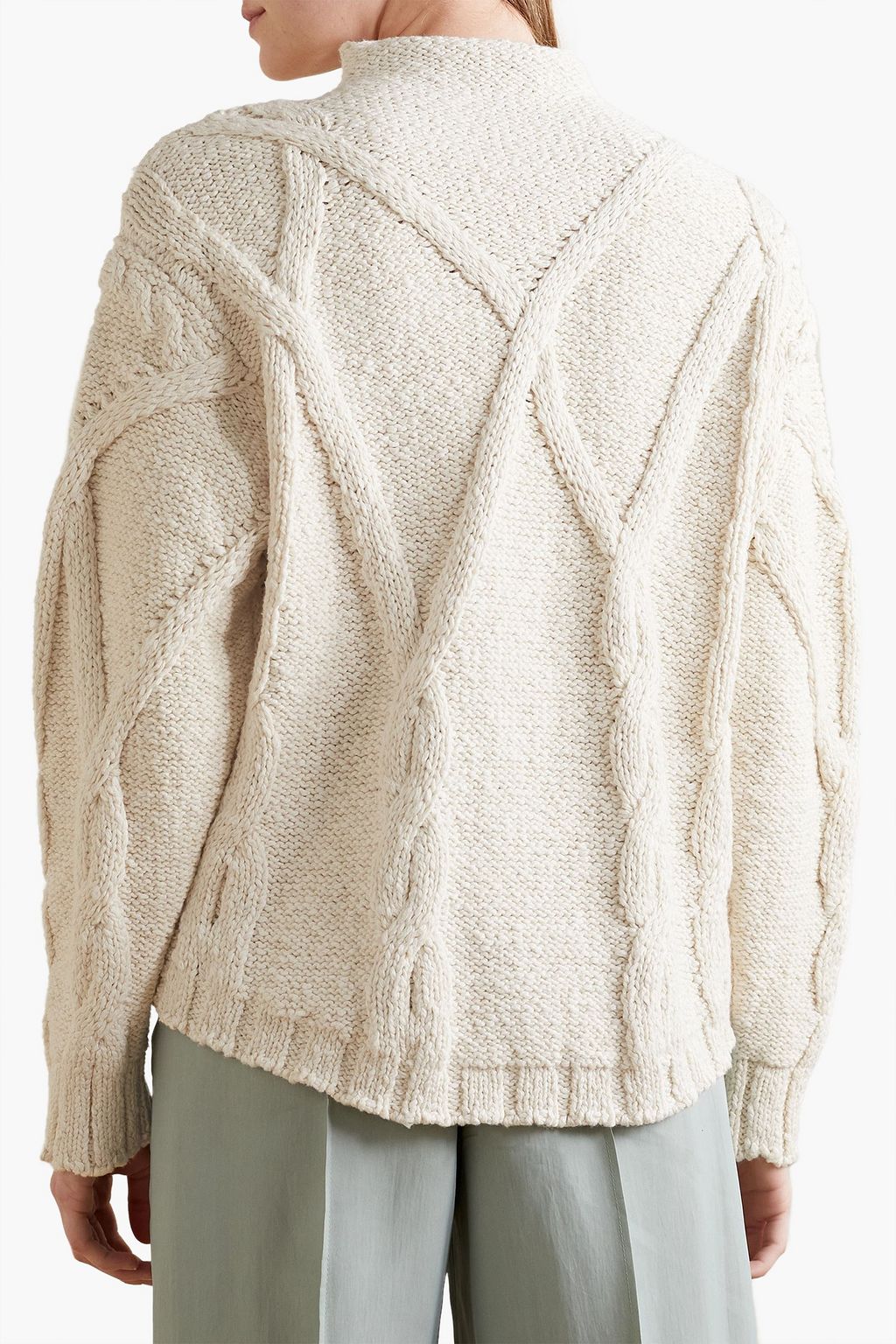 INTERIOR The Ismael cable-knit cotton and merino wool-blend turtleneck sweater