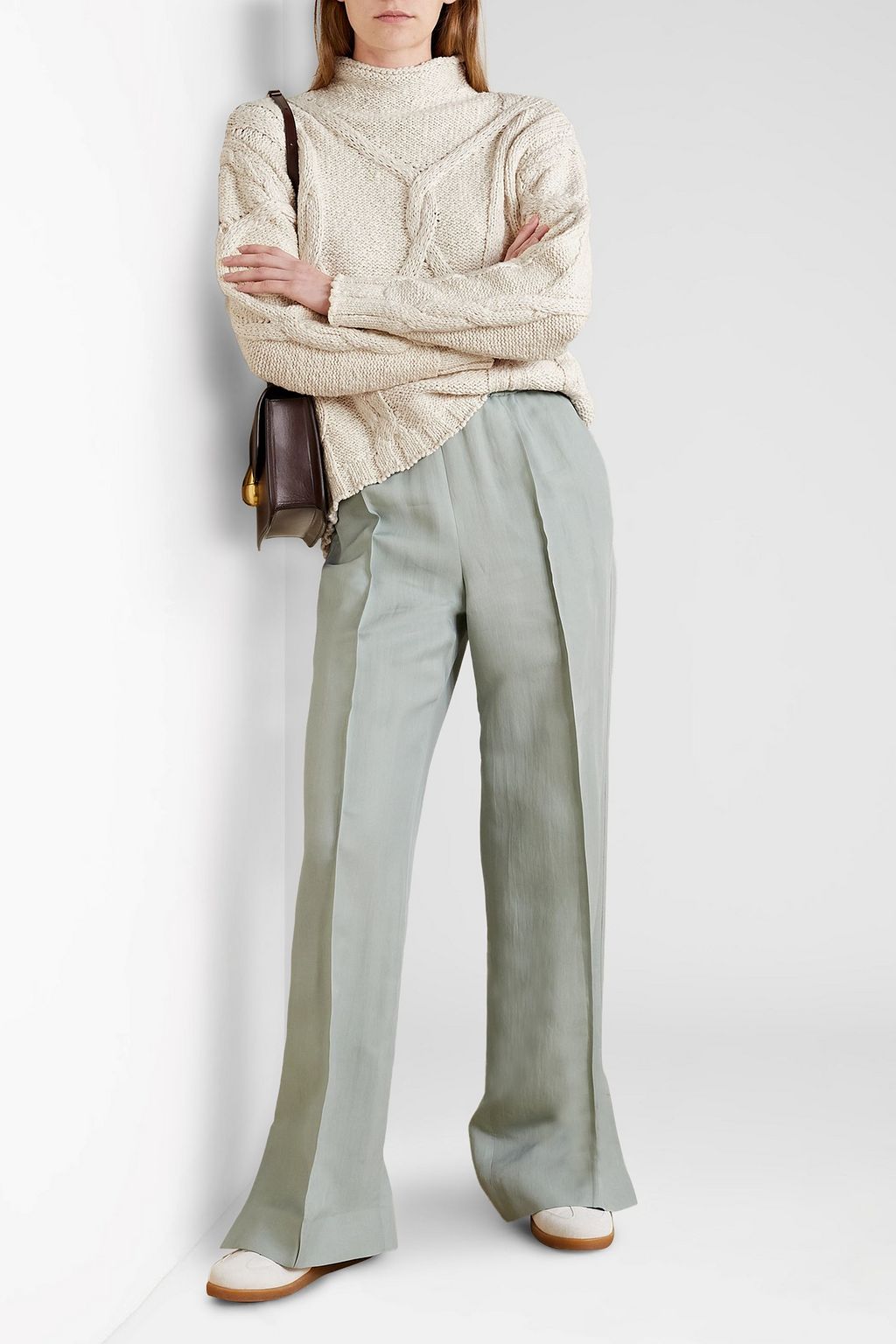 INTERIOR The Ismael cable-knit cotton and merino wool-blend turtleneck sweater