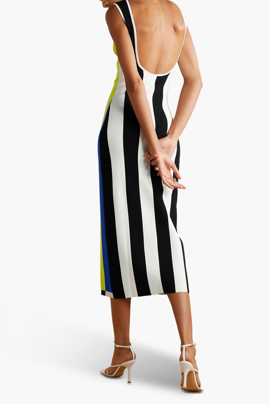 CHRISTOPHER JOHN ROGERS Striped stretch-knit midi dress