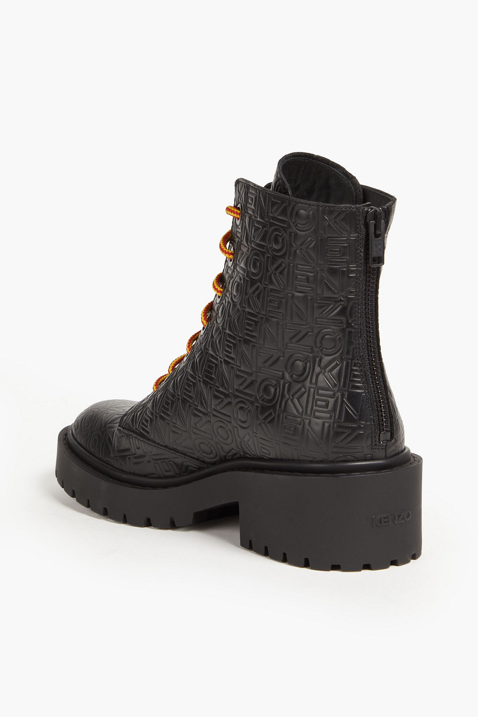 Shop Kenzo Pike Embossed Leather Combat Boots In Black