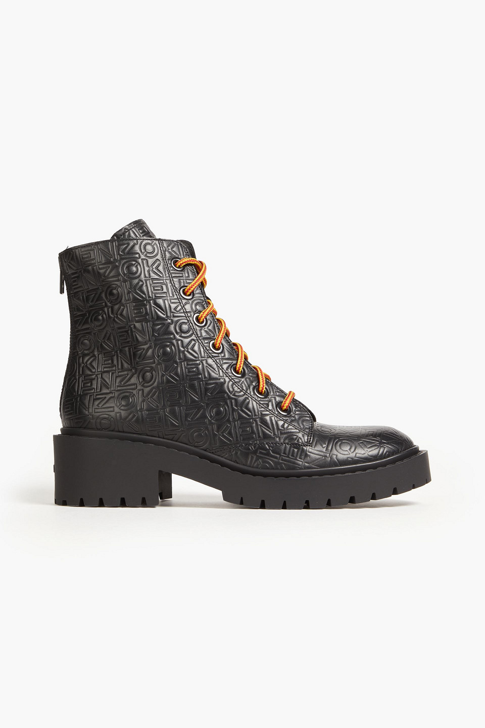 Kenzo Pike Embossed Leather Combat Boots In Black