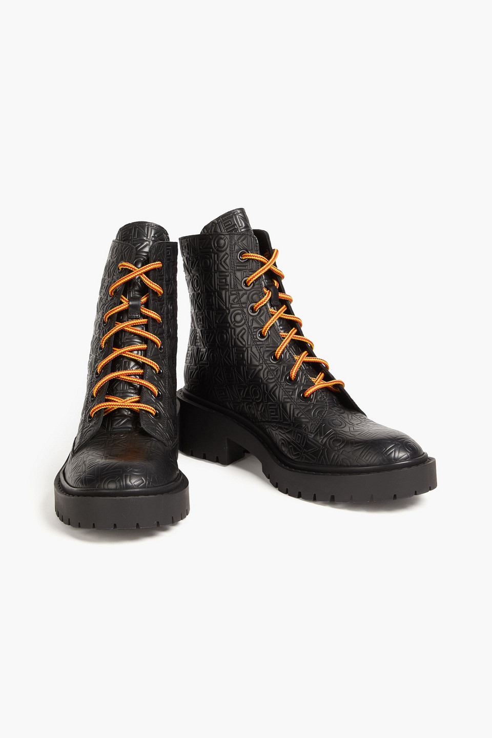 Shop Kenzo Pike Embossed Leather Combat Boots In Black