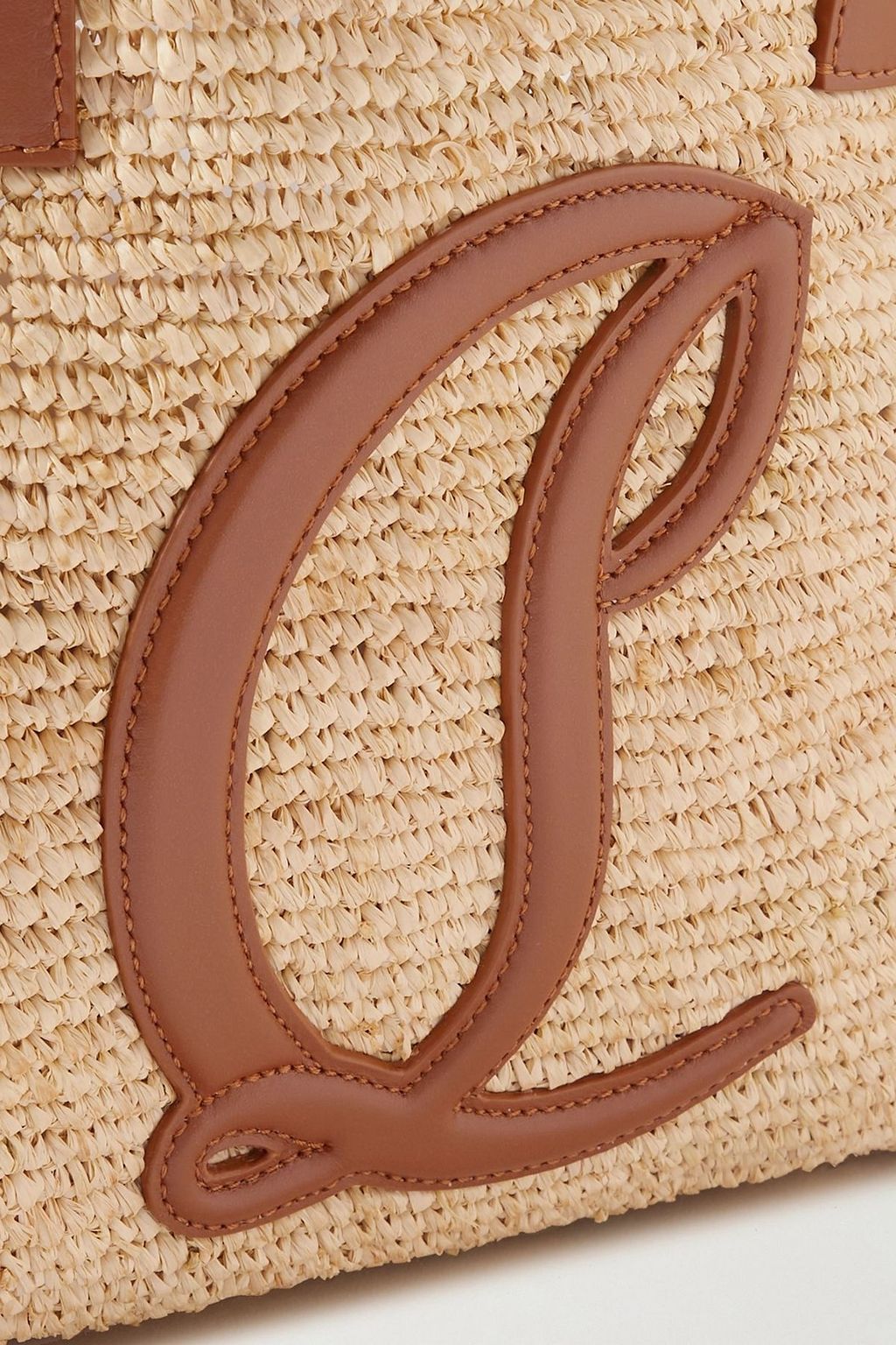 CHRISTIAN LOUBOUTIN By My Side small leather-trimmed raffia tote