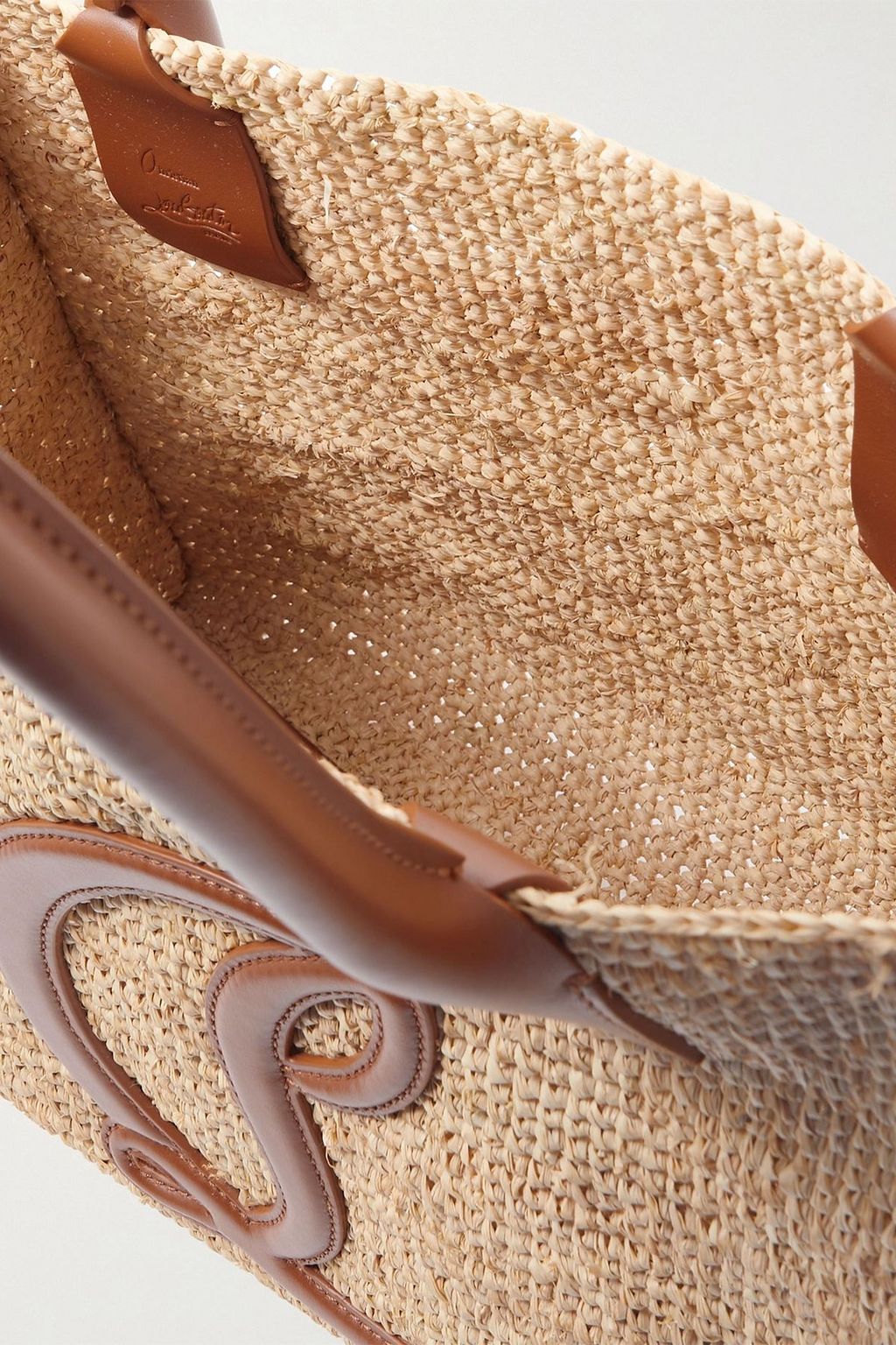 CHRISTIAN LOUBOUTIN By My Side small leather-trimmed raffia tote