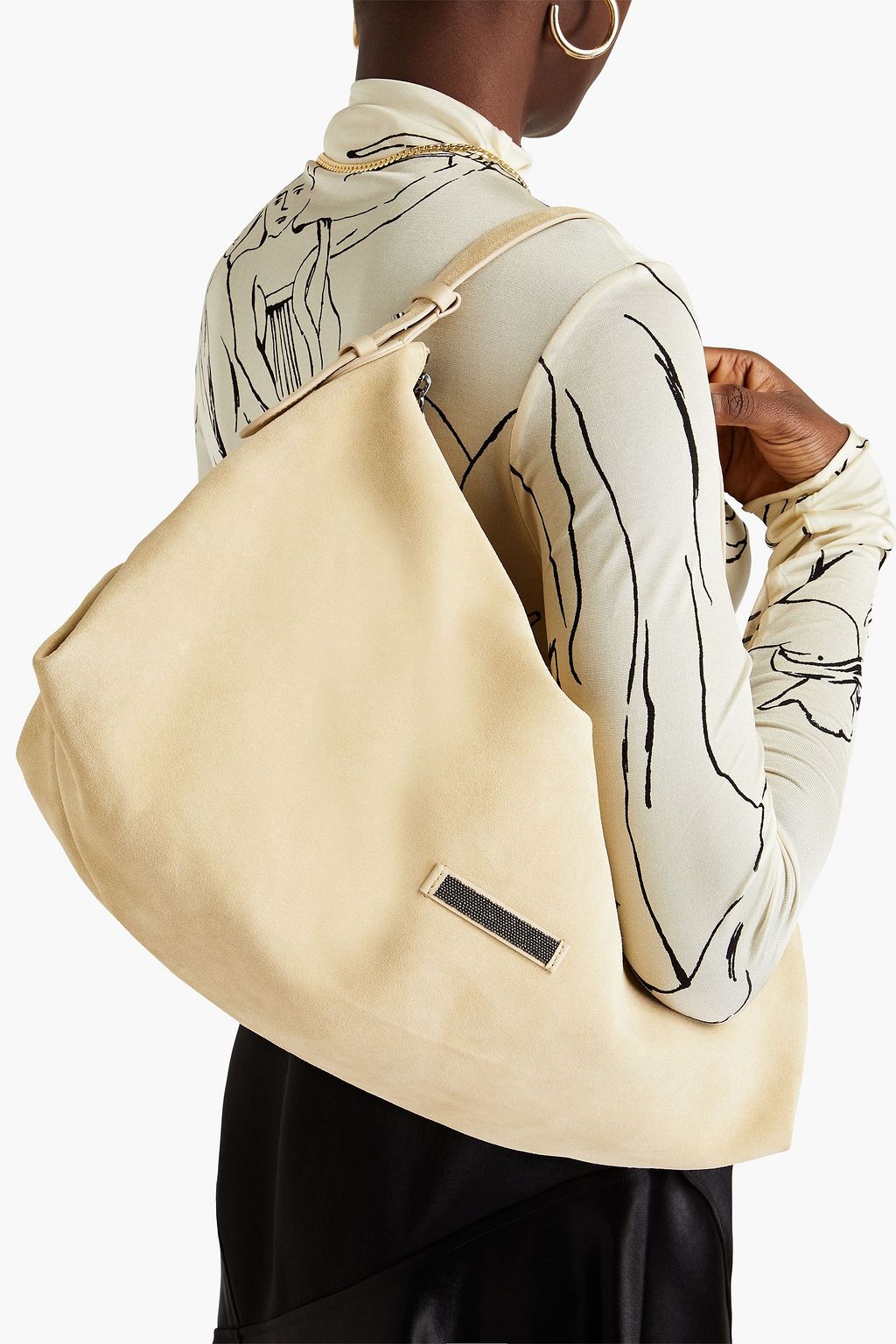 BRUNELLO CUCINELLI Bead-embellished suede shoulder bag