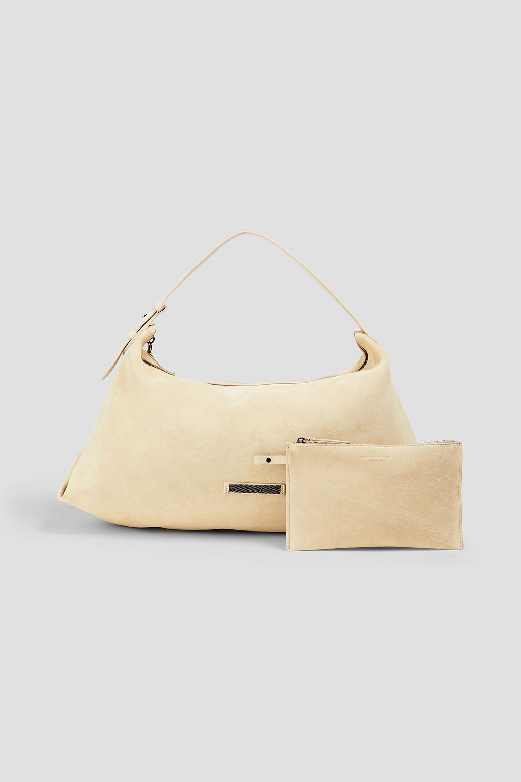 BRUNELLO CUCINELLI Bead-embellished suede shoulder bag