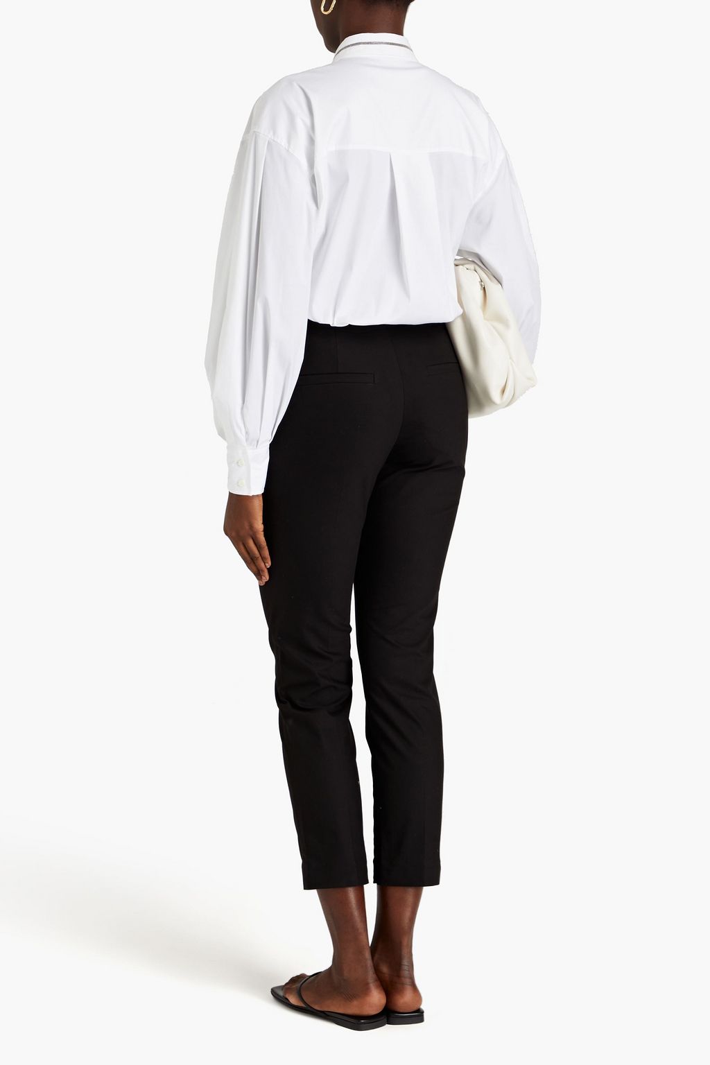 BRUNELLO CUCINELLI Bead-embellished cotton-blend poplin shirt