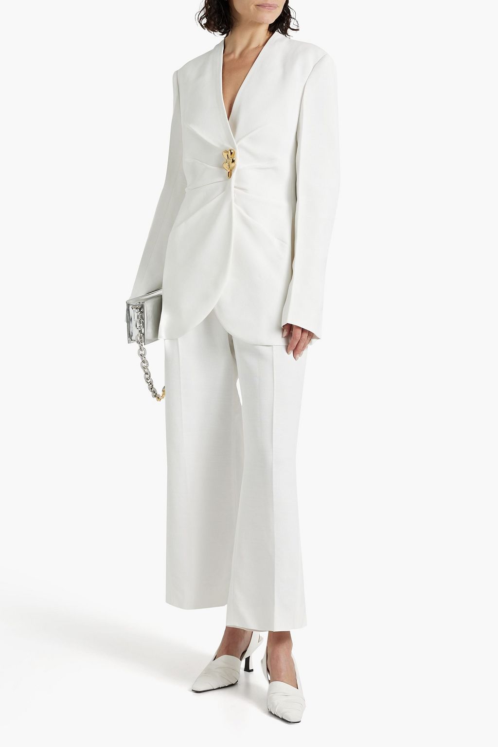 JIL SANDER Embellished draped crepe blazer
