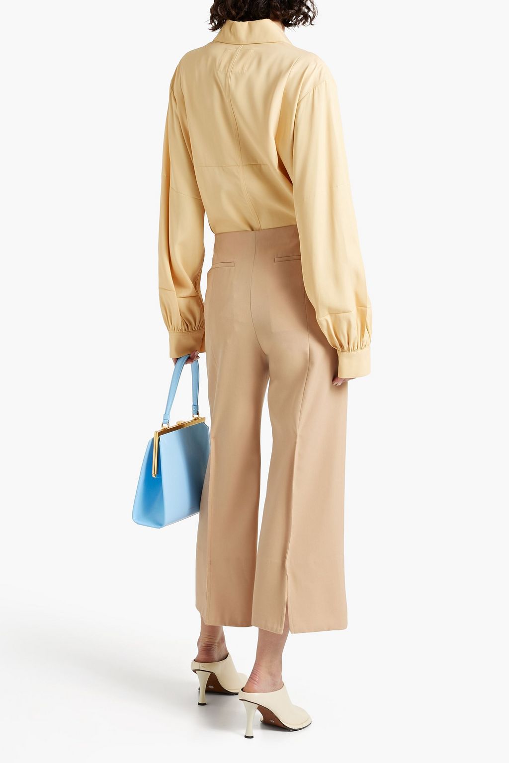 JIL SANDER Cropped wool-twill wide-leg pants