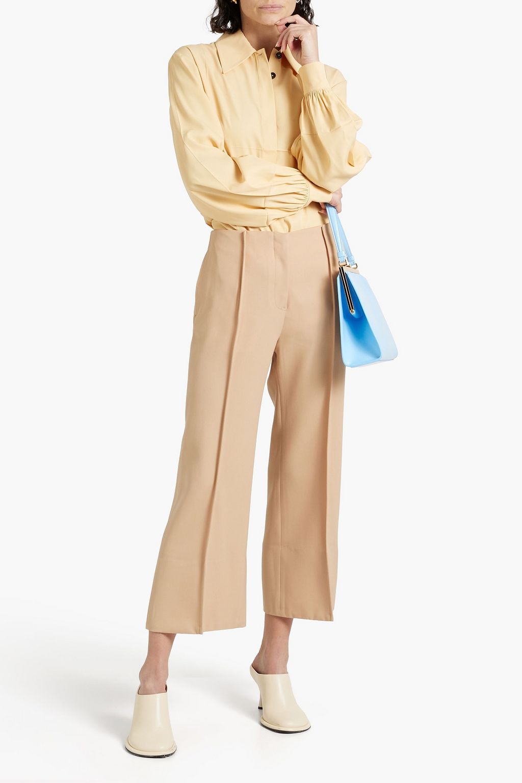 JIL SANDER Cropped wool-twill wide-leg pants