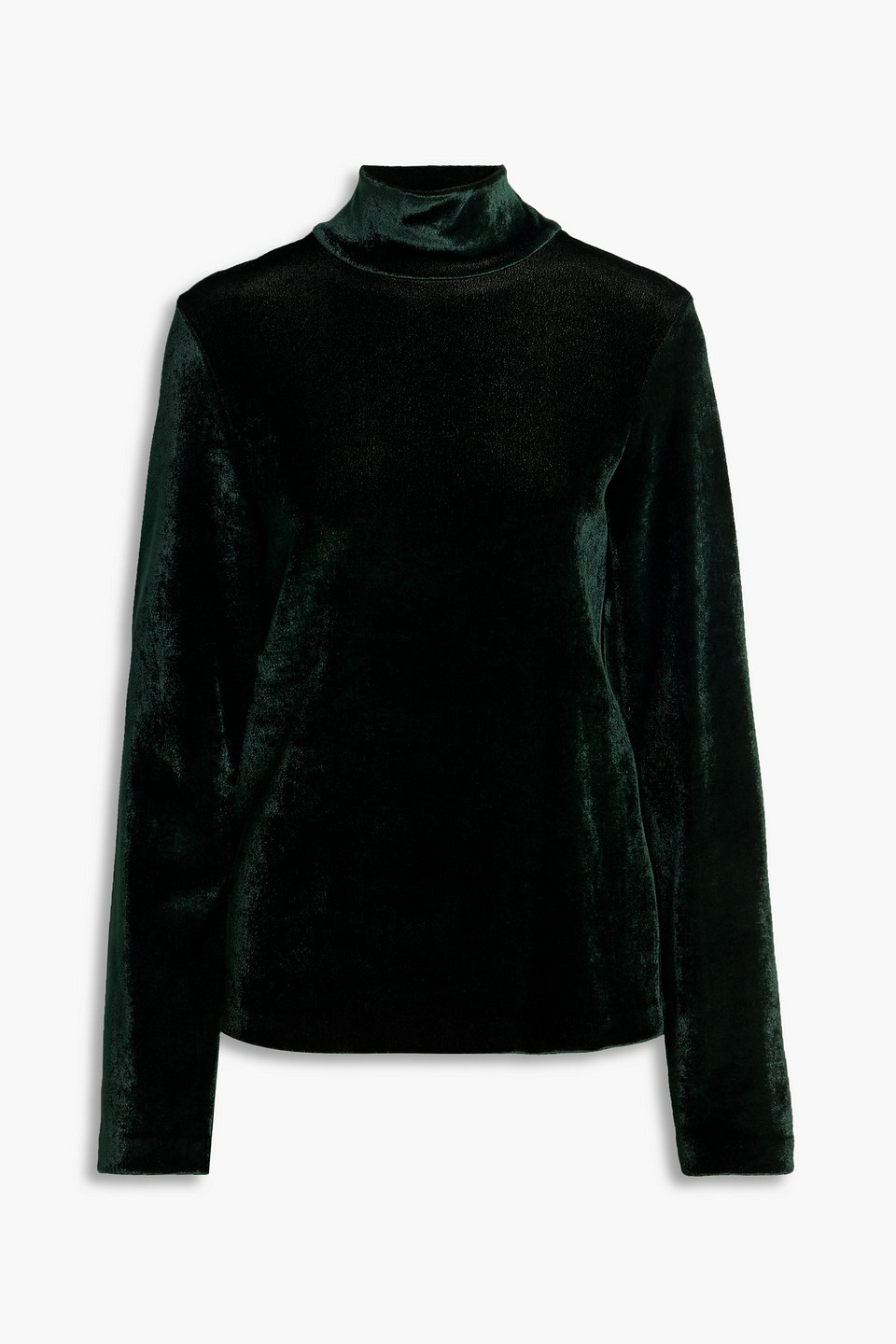 Jil Sander Velour Turtleneck Top In Emerald