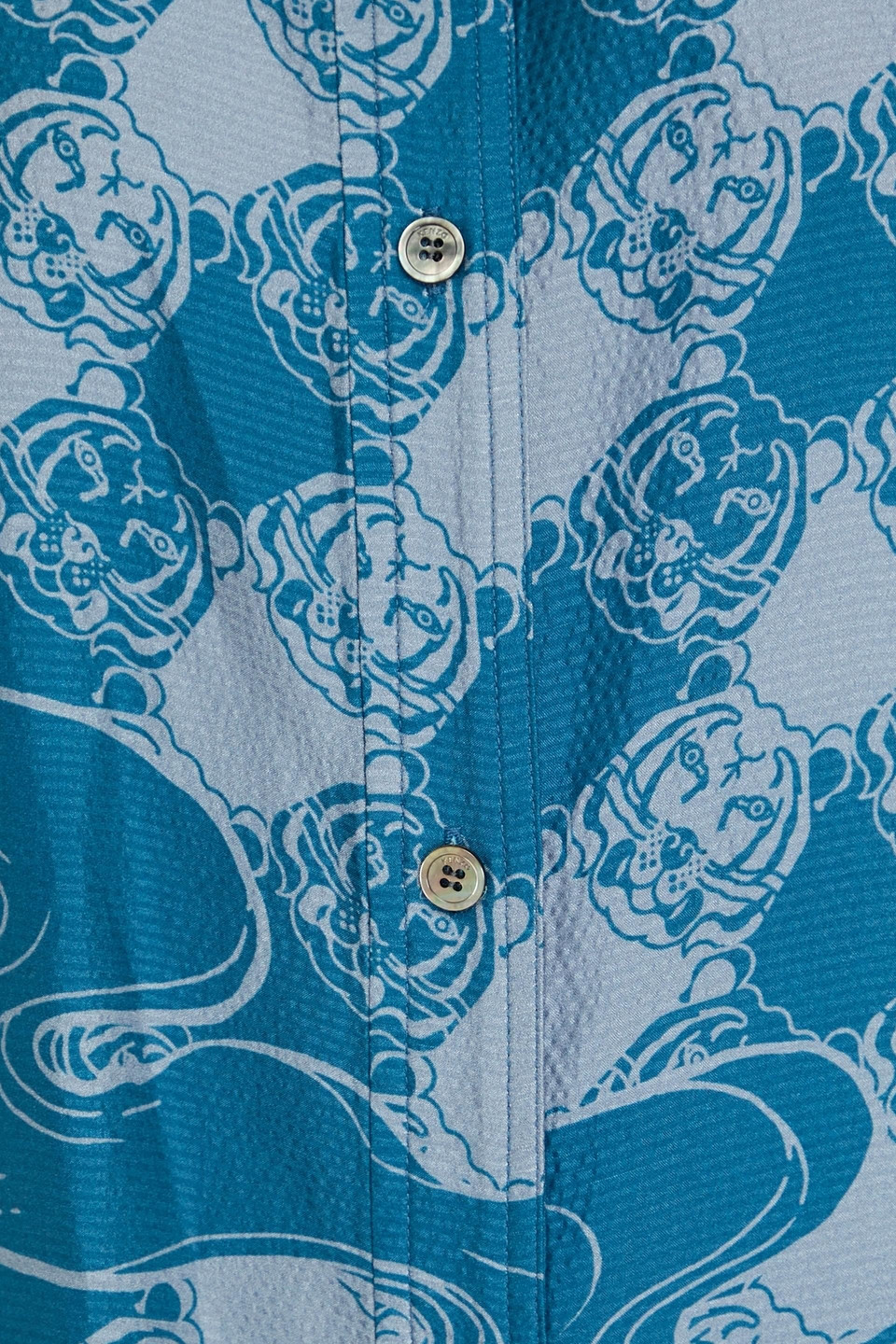 Kenzo Printed Silk Crepe De Chine Shirt In Slate Blue