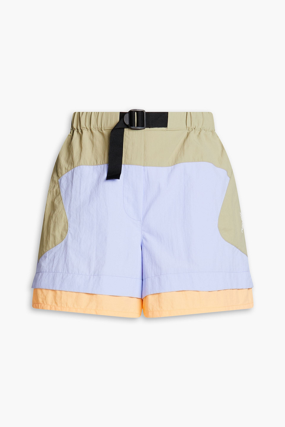 Kenzo Color-block Shell Shorts In Sage Green