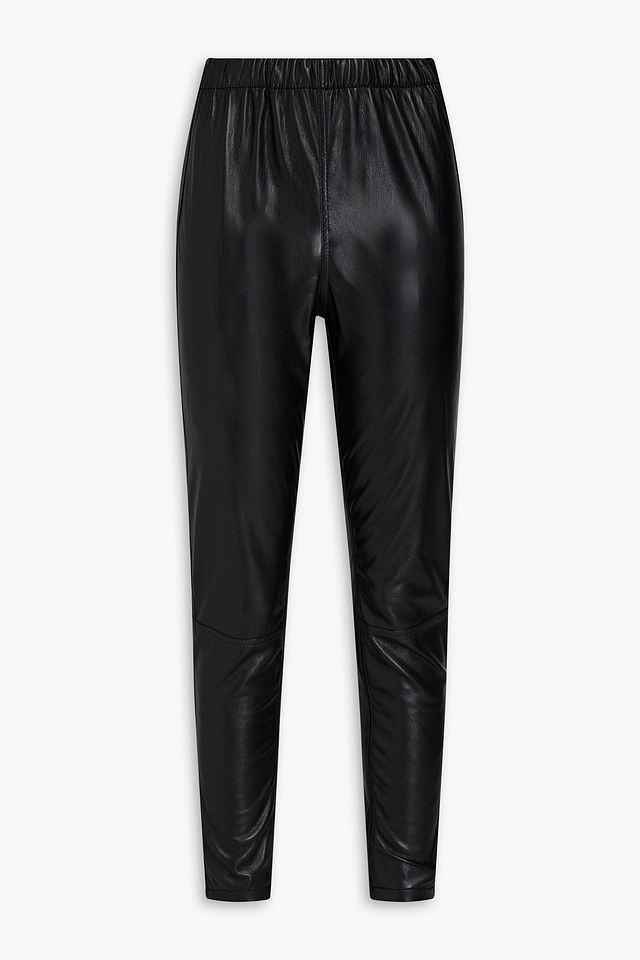 Faux stretch-leather leggings
