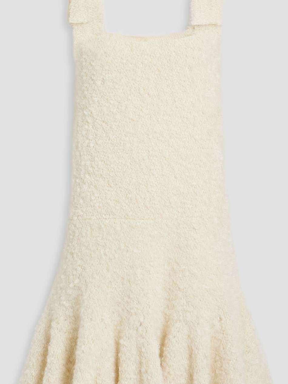bow-embellished bouclé-knit mohair-blend dress