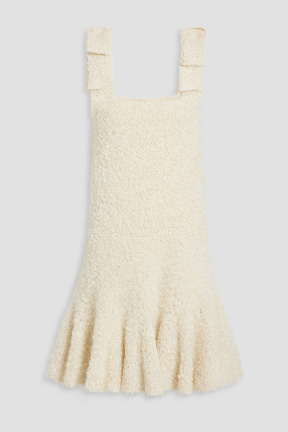 Shop Jil Sander Bow-embellished Bouclé-knit Mohair-blend Dress In Cream