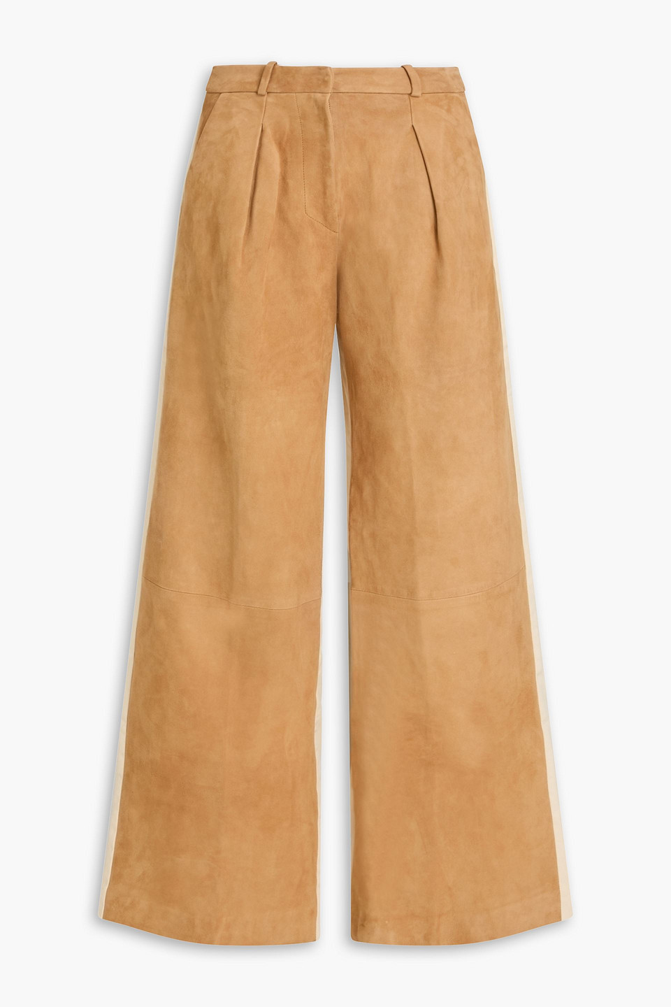 halfboy - twill-paneled suede wide-leg pants - neutral - m