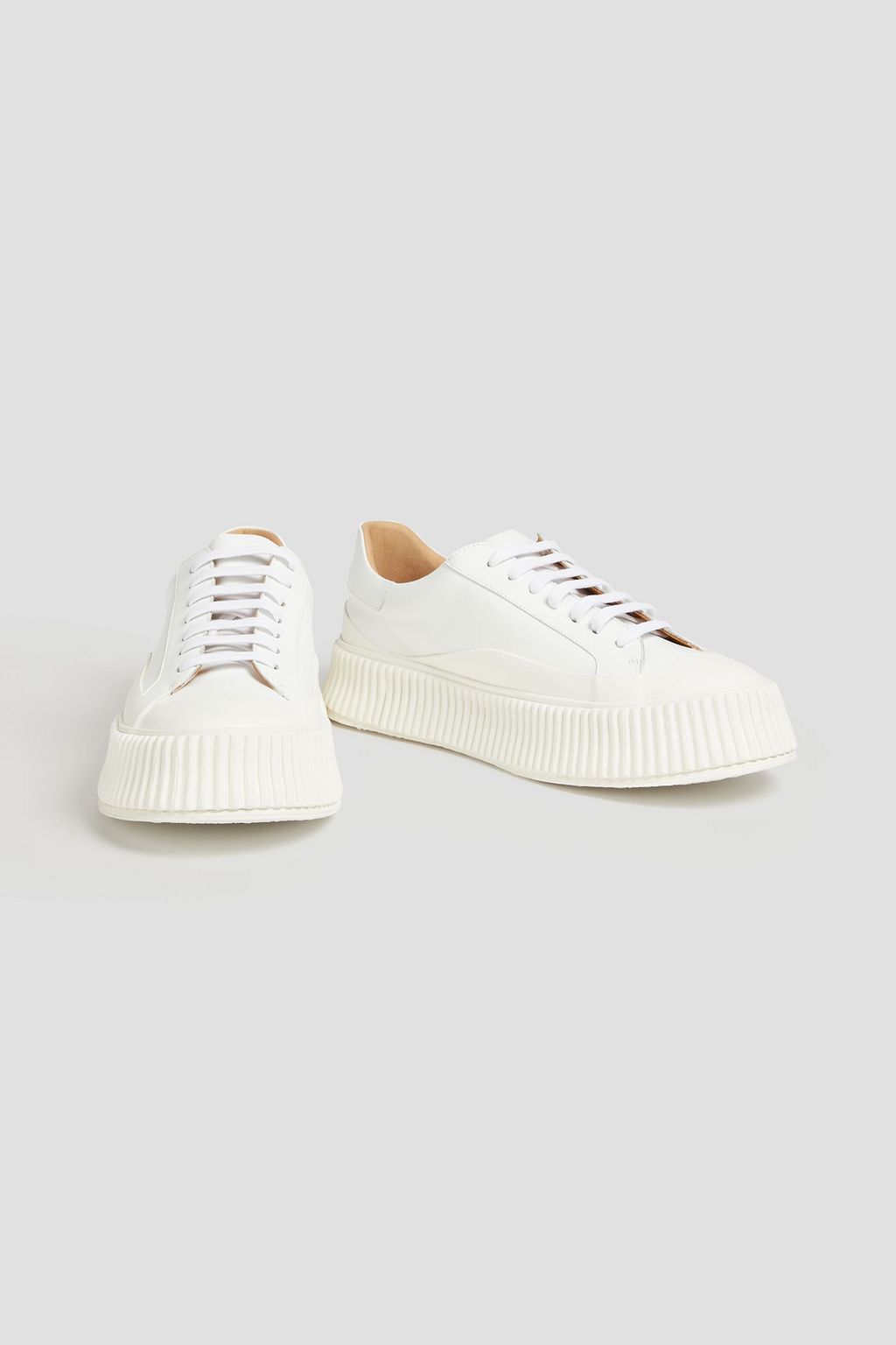 JIL SANDER Leather and rubber platform sneakers