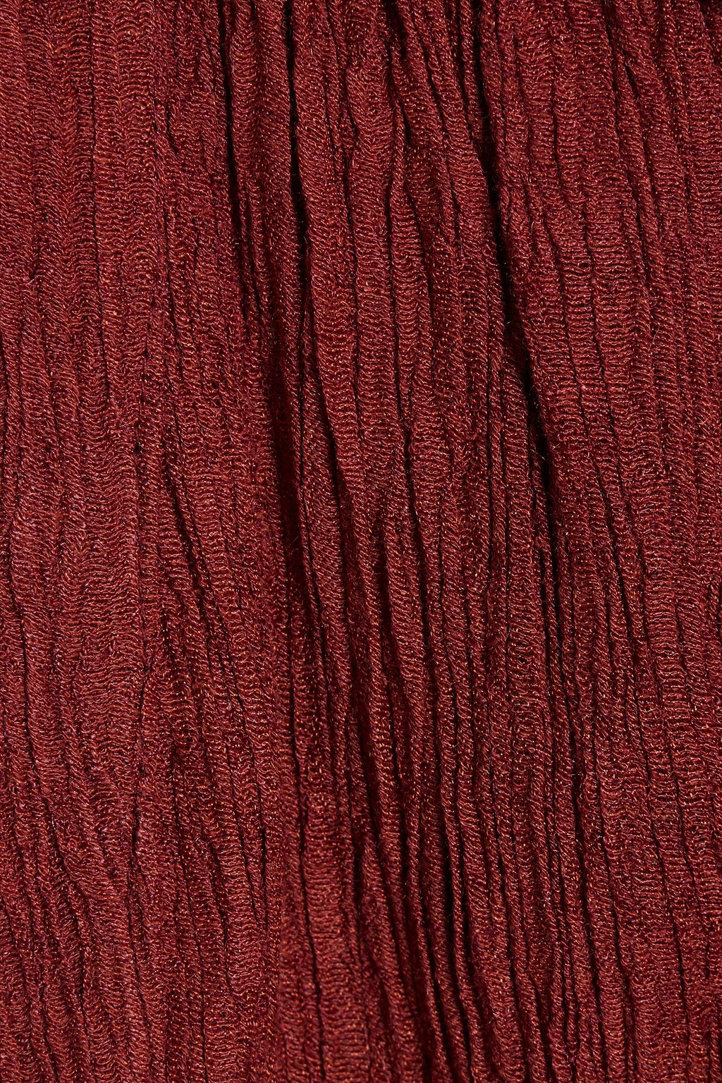 SAVANNAH MORROW Claudia cropped crinkled bamboo and silk-blend blouse
