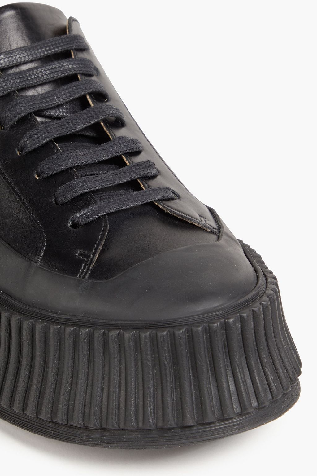 JIL SANDER Leather and rubber platform sneakers