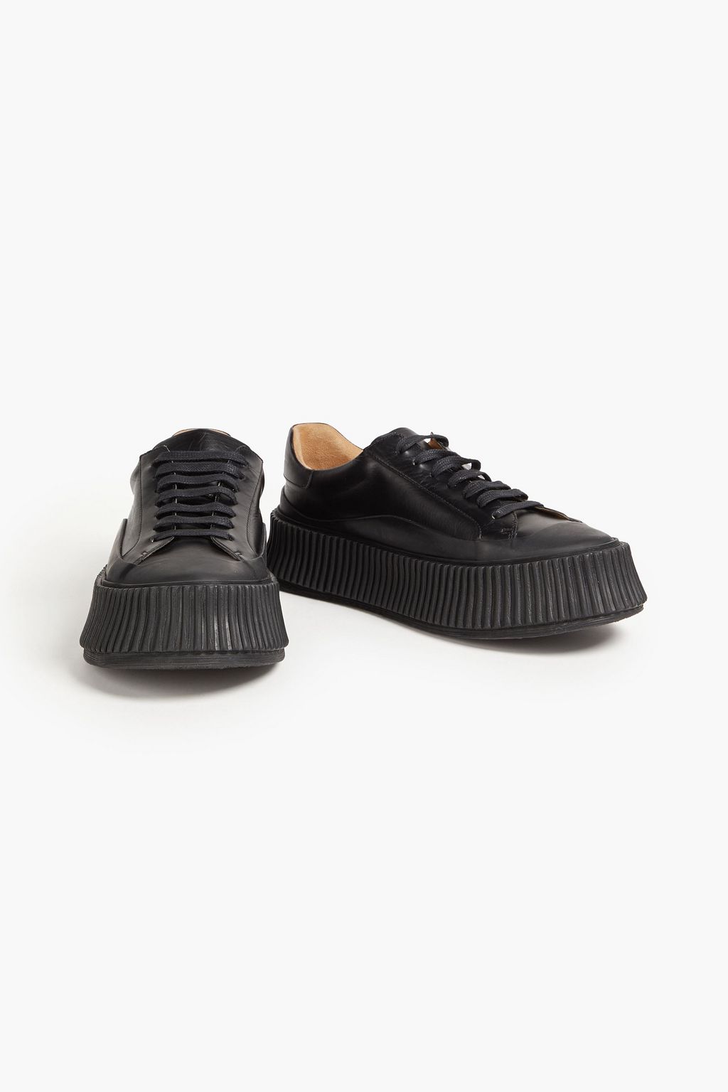 JIL SANDER Leather and rubber platform sneakers