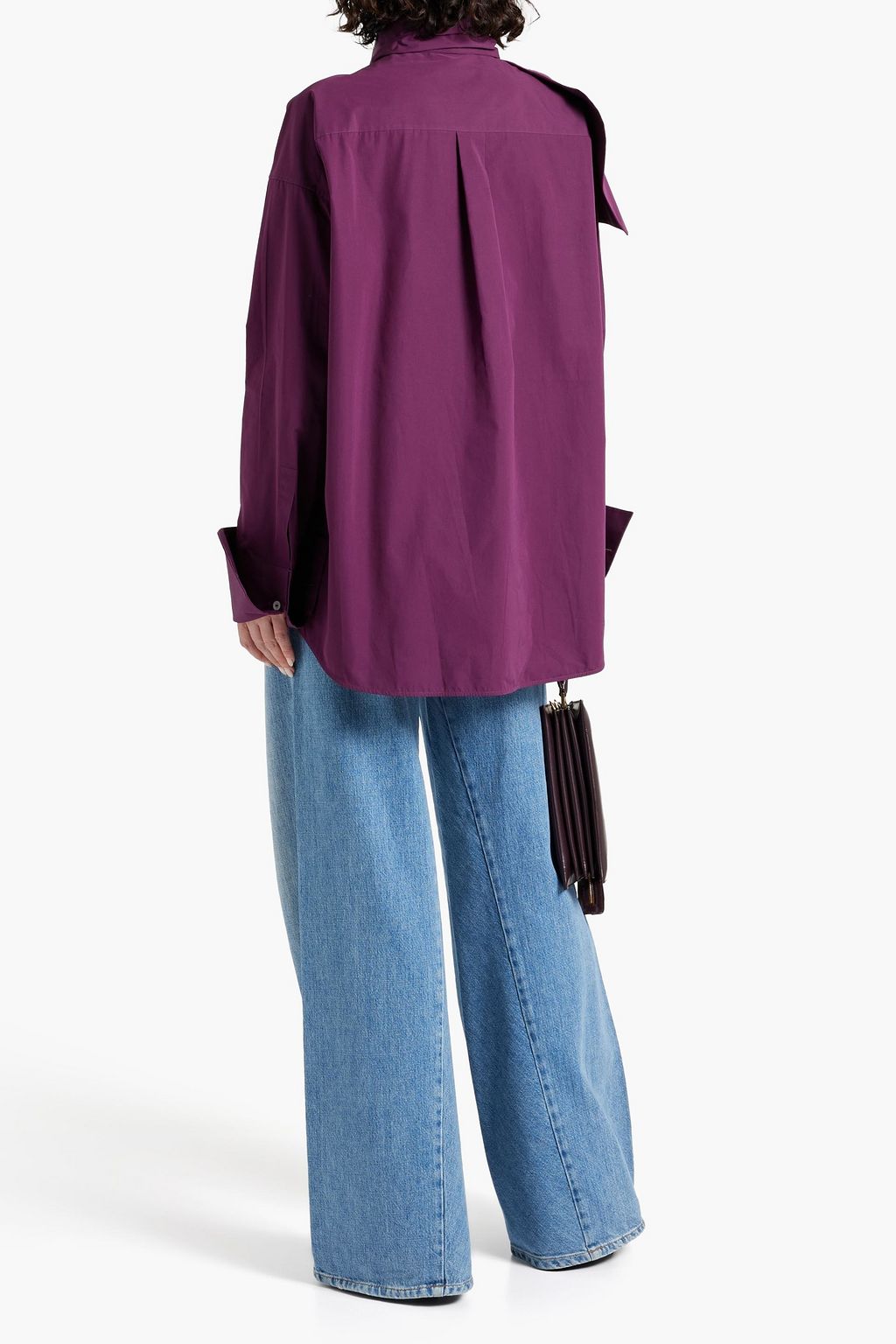 JIL SANDER Draped cotton-poplin blouse